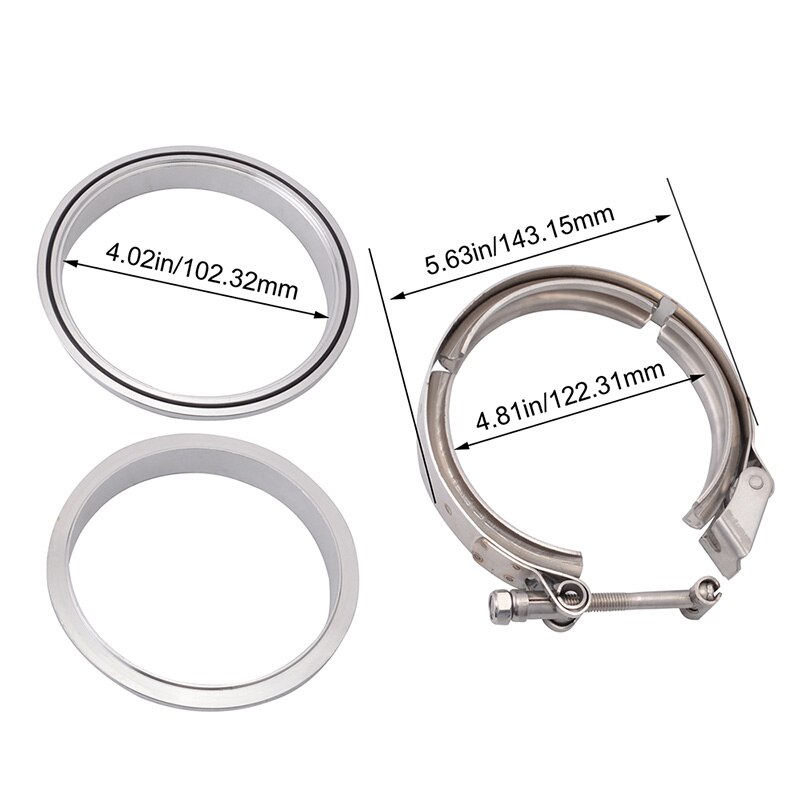Speedwow universele auto 4.0 inch v-band klemset snelspanflens klemset roestvrijstalen auto v-band voor uitlaatpijp