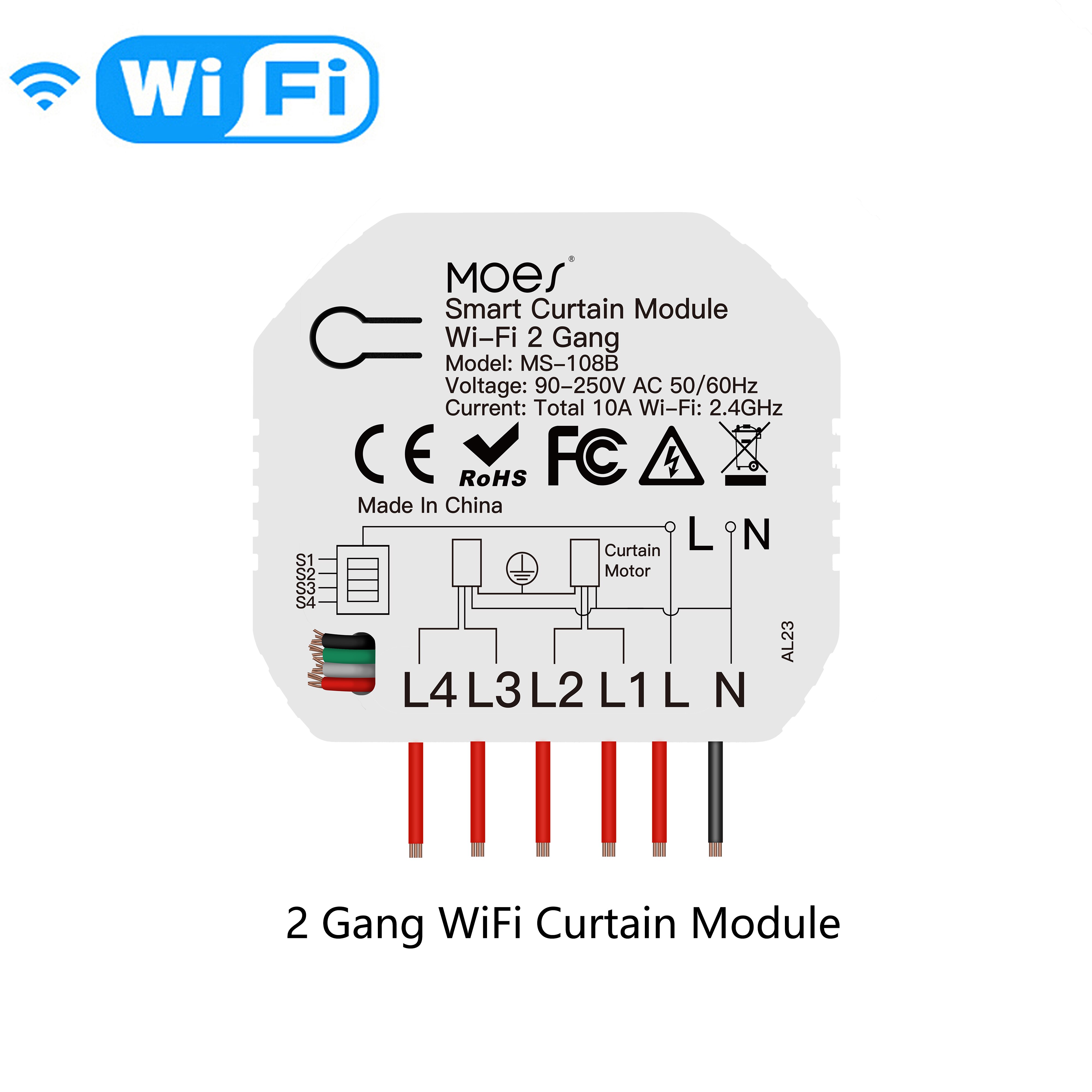 Moes Smart Zigbee Wifi Schakelaar Module Dimmer Gordijn Switch Smart Leven App Afstandsbediening Alexa Google Thuis Voice Controle: WiFi 2 Gang Curtain