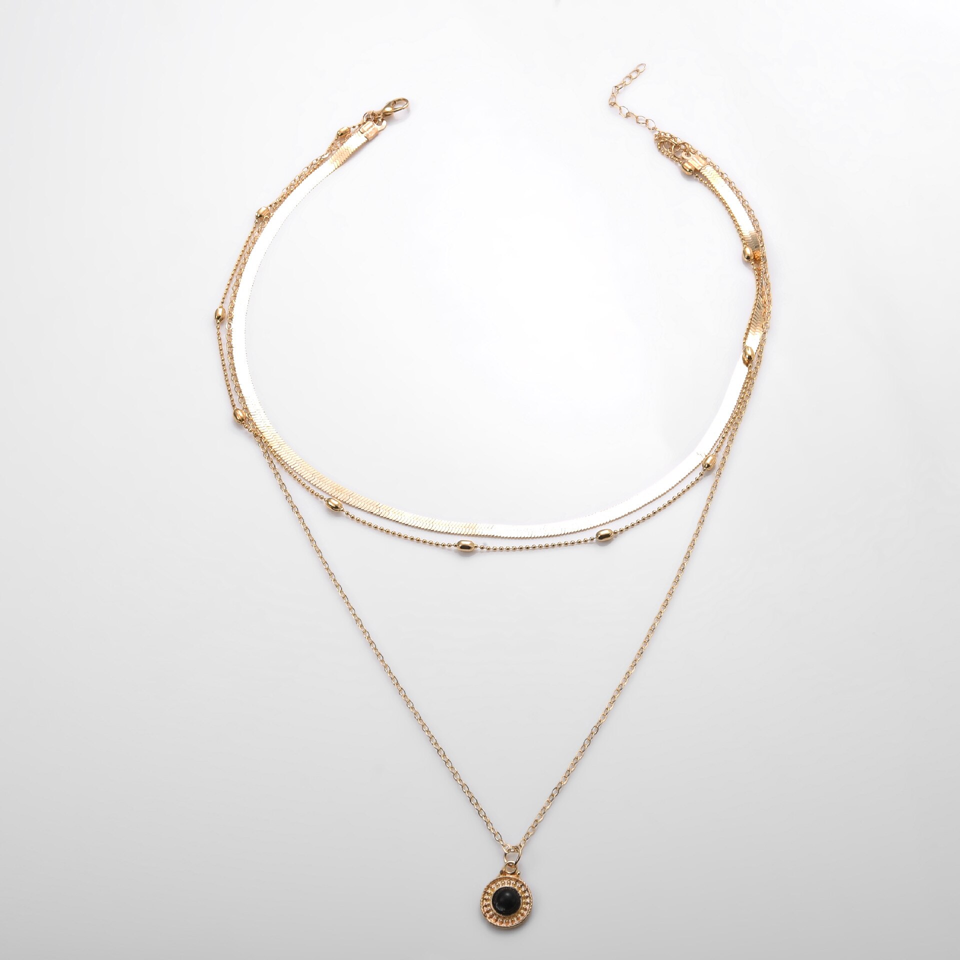 Multilayer Ketting - Blad Ketting Edelsteen - Platte Slang Bot Ketting - O-ketting - Dames Jubileum Sieraden