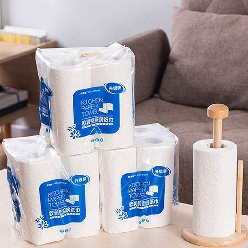 4 Rolls Towels Paper Kitchen,Oil Absorption Roll Paper,Dish Paper Towels Household,Disposable Absorbent Paper Towels