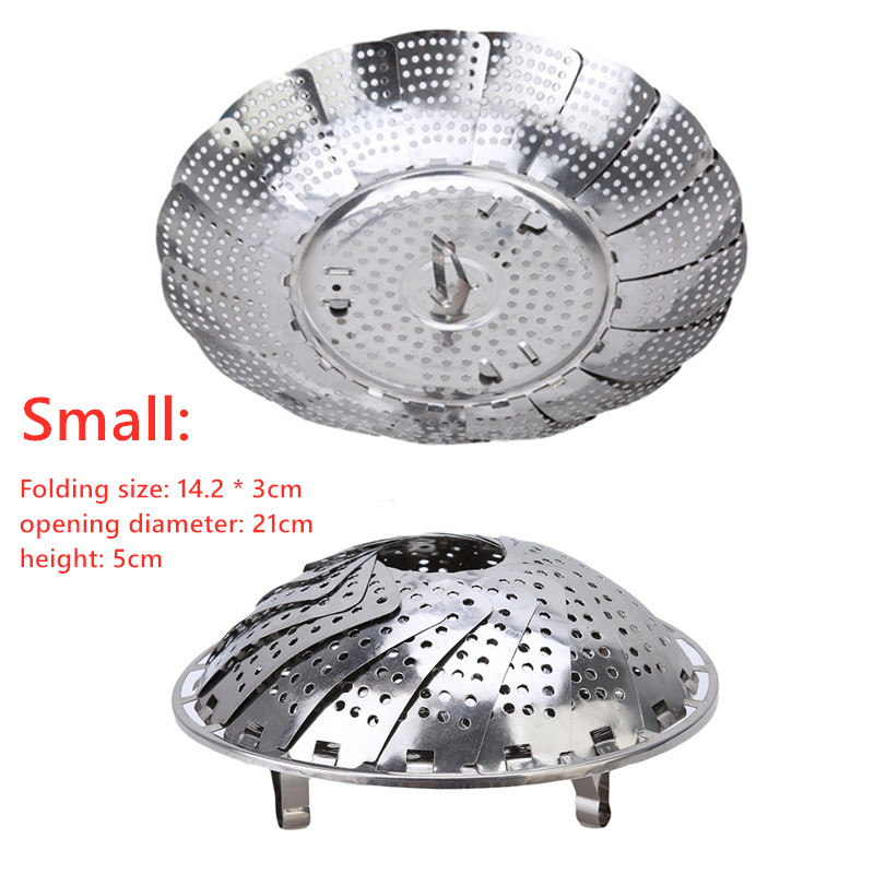 Stainless Steel Multifunctional Steamer Plate Silver Magic Retractable Folding Steaming Fruit Plate Disk: Light Grey