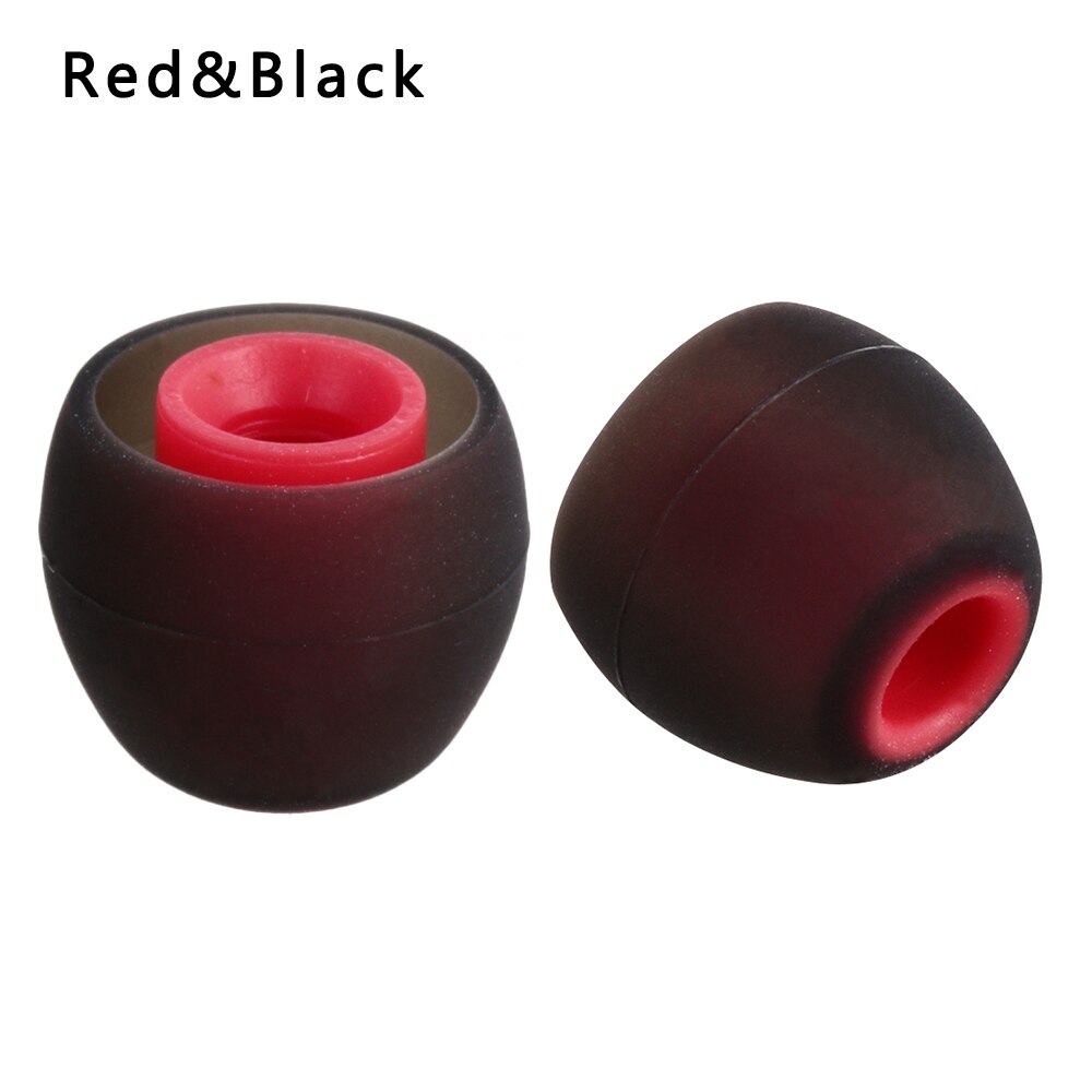 2Pcs/1 Pair Colorful Rubber 3.8mm In-ear Earphone Earbuds Replacement Silicone Rubber Ear Tips Universal Replacement Earbuds: L black red