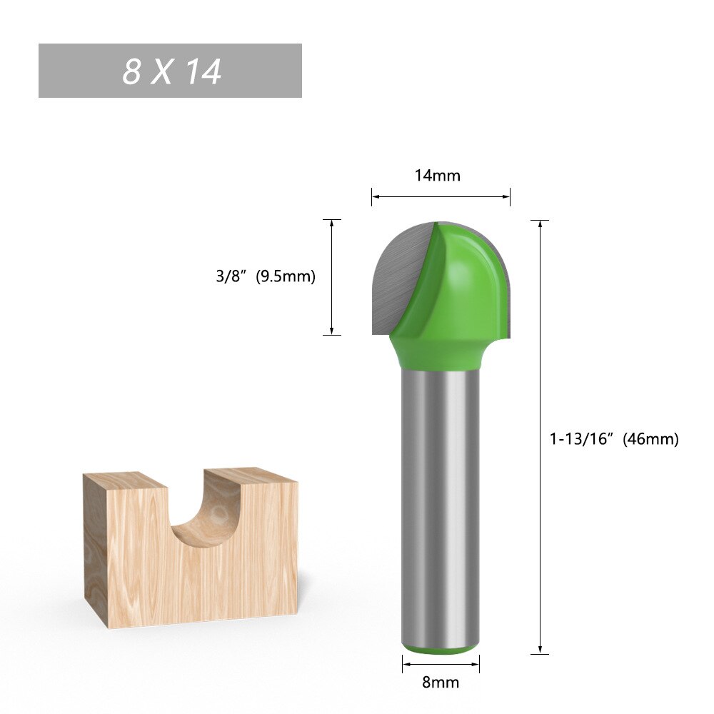 8mm Shank Ball Nose End Mill Round Nose Cove CNC Milling Cutter Bit Radius Core Box Solid Carbide Router Bit Woodworking Tools: 8X14mm