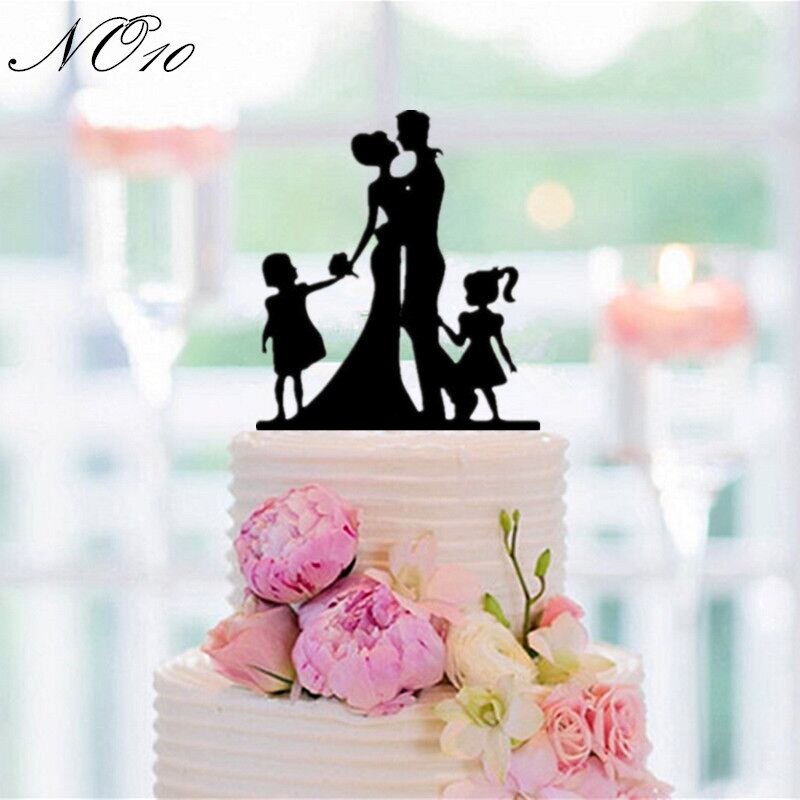 Mixed Style Black Acrylic Wedding Cake Topper For Decor Mariage Mr Mrs Bride Groom Family Cake Toppers Baby Shower Decoration: NO 10