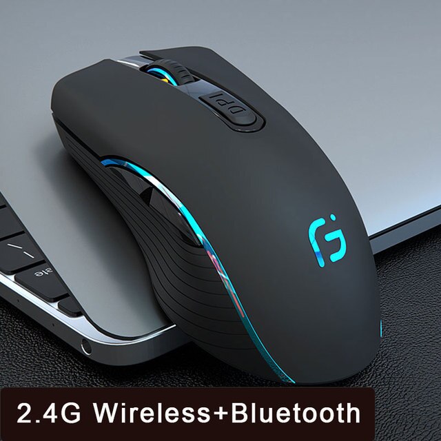 Wireless Bluetooth mouse charging dual-mode ergonomic mouse 2400 DPI is suitable for silent wireless mouse of computer notebook.: Dual Mode Black