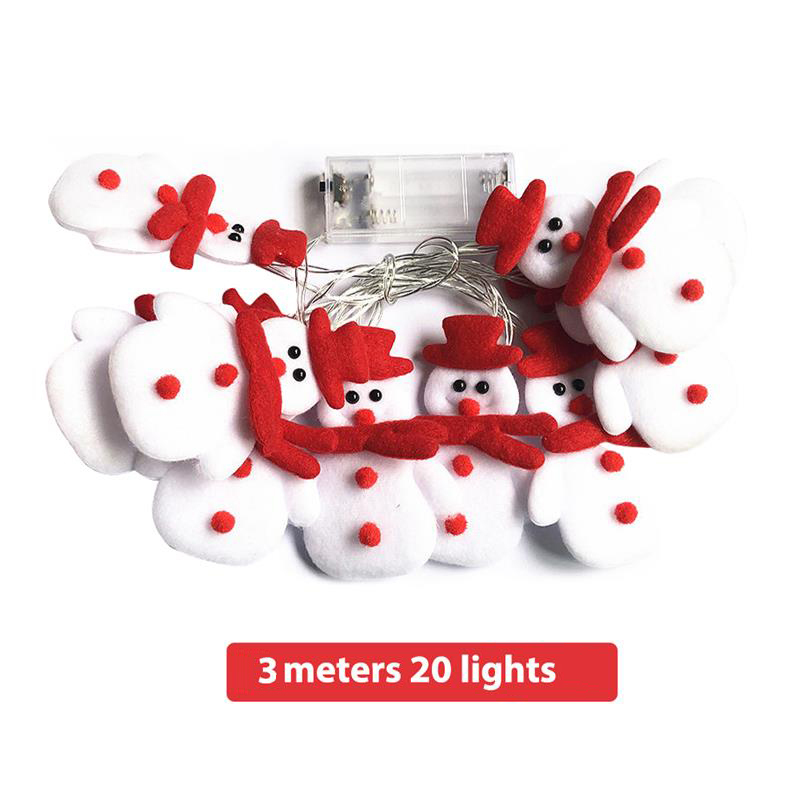 10 20 LEDs Christmas Snowman LED String Lights Battery Operated Fairy Lights Tree Lamp For Xmas Home Garden Bedroom Party Decor: Red