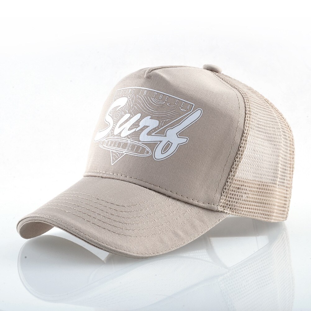 Trucker Hat Style Lettered Baseball Cap Men Outdoor Breathable Sports Cap Female Summer Sun Protection Sunbonnet Casquette: Beige