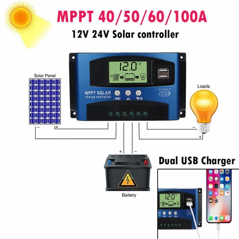 40/50/60/100A MPPT Solar Panel Regler Laderegler 12 V/24 V Auto Focus tracking