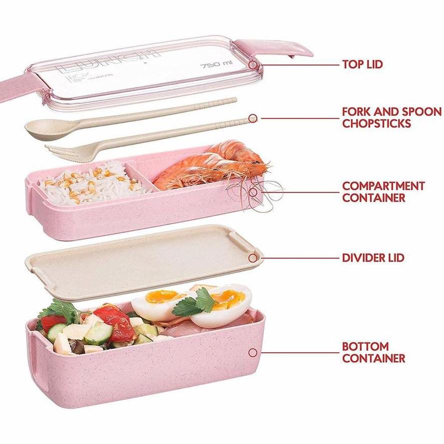 3 Layers 900Ml Health Materials Microwave Oven Lunch Box Wheat Lunchbox School Office Tableware Food Storage Container Bento Box