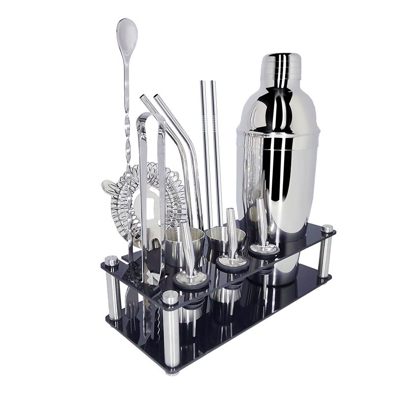 Set de coctelera Boston Snow para barman, utensilios de acero inoxidable para Bar con soporte de vino, receta de cóctel, 1-15 Uds./Se