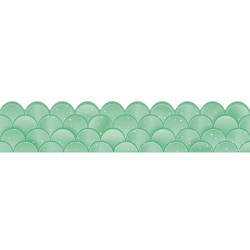 20M Gradient Bulletin Board Border Sticker Wavy Edge Scallops Straight Border Rim Classroom Home School Decor Party Supplies: green