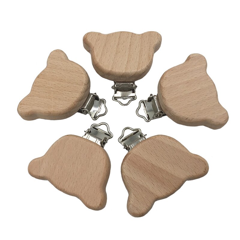 5pc Natuurlijke Beukenhout Babyfopspeen Clips Dummy Clips DIY Fopspeen Ketting Accessoire: Default Title