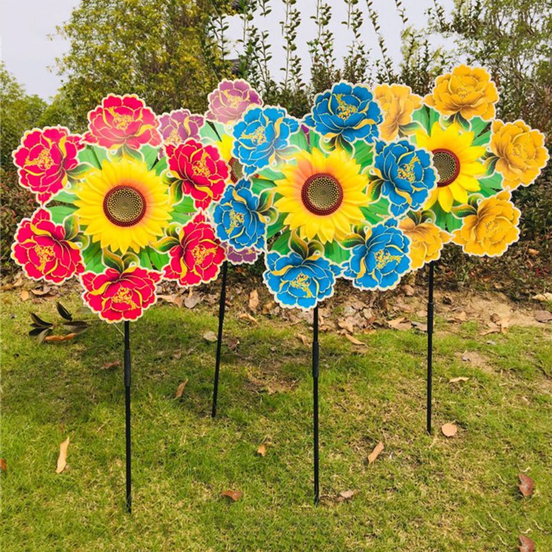 Molino de girasol Spinner de viento, juguetes de flores de colores, decoración de jardín, molinete, para niños, adornos para juegos al aire libre