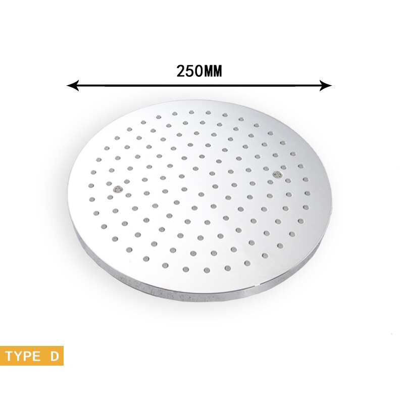 8/10/12 inch Big Rain Shower Head ABS Plastic Square and Round Top Shower Head Over-head Shower Sprayer Chrome and Black: Type D