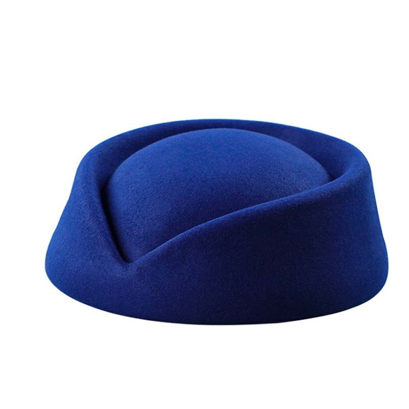 Gode kvinder uld kasket stewardesse pilleæske hat filt baret dråbefascinator base sød: Blå