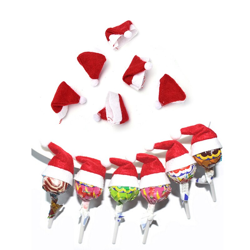 6Pcs 6Cm Kerst Kerstman Hoed Cup Hoed Mini Kerstman Cover Kerstcadeau Kerst Candy Cover Decoratie