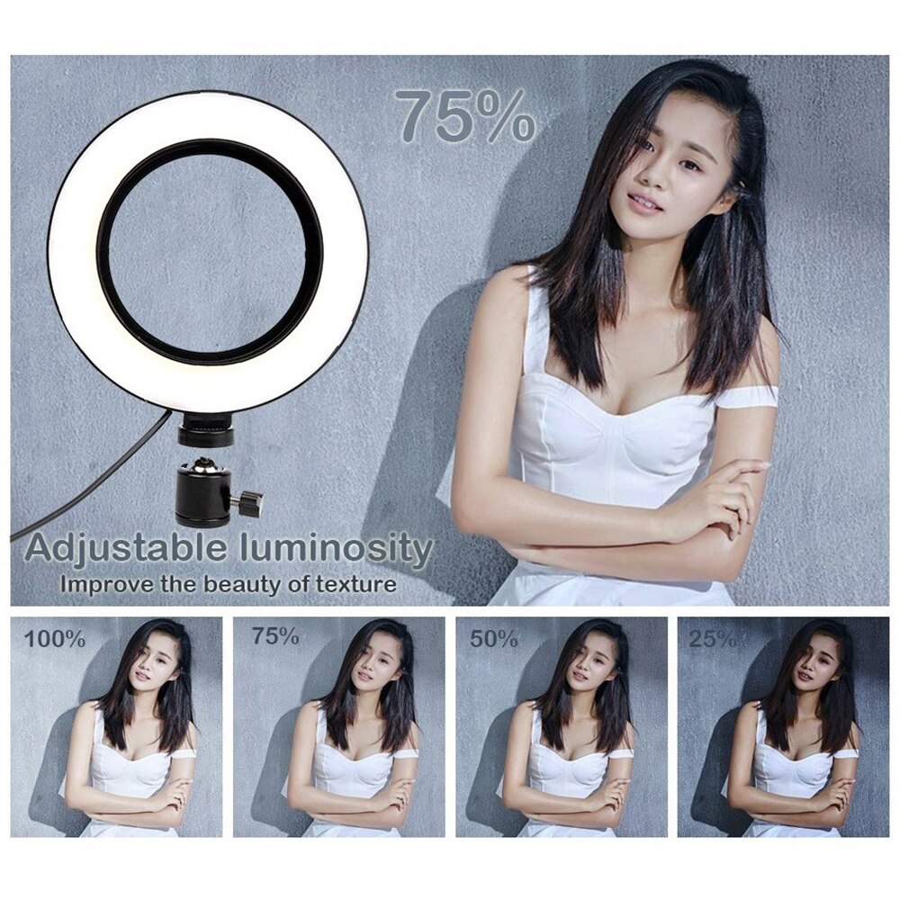 6 Inch LED Ring Light Living Broadcast Selfie Fill Round Lamp Dimmable Level 10 Light Modes Selfie Fill Lamp Studio Video Lamp