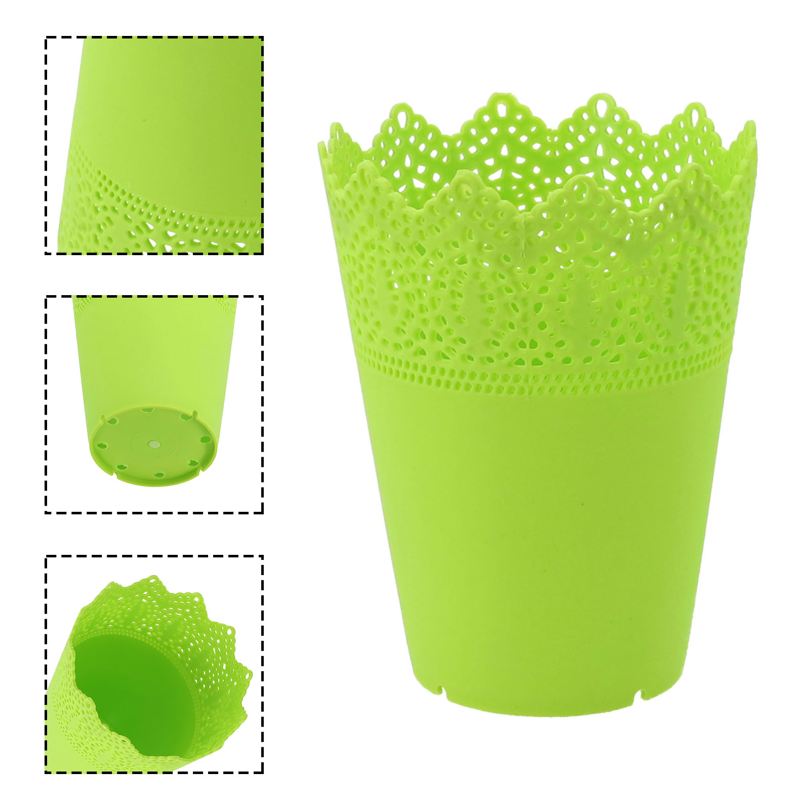 Pot de fleur en plastique creux, Pots de pépinière, Pots de démarrage de graines, porte-fleurs, couronne en dentelle, Vase de fleur percé, rangement