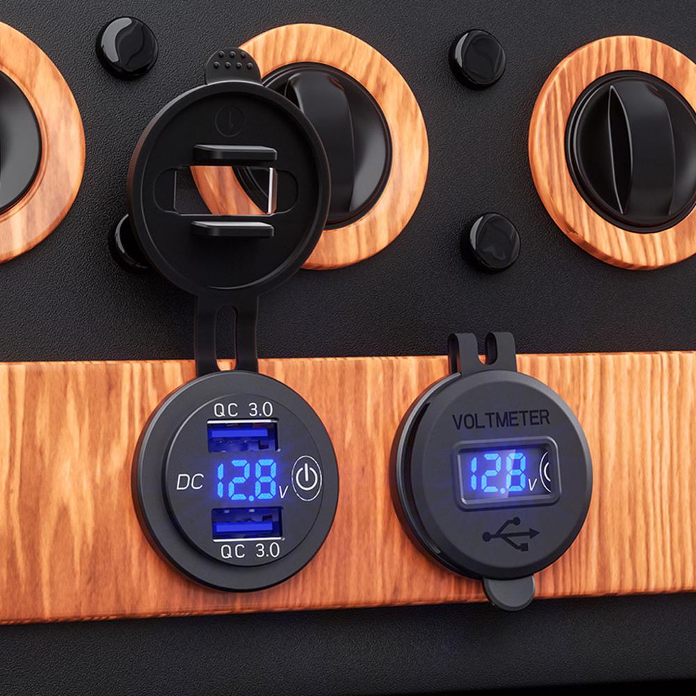 12v usb-  qc3.0 -autoladebuchse mit touch-schalter, led-voltmeter 24v wasserdichtem netzteil für lkw, suv und bootsmotoren