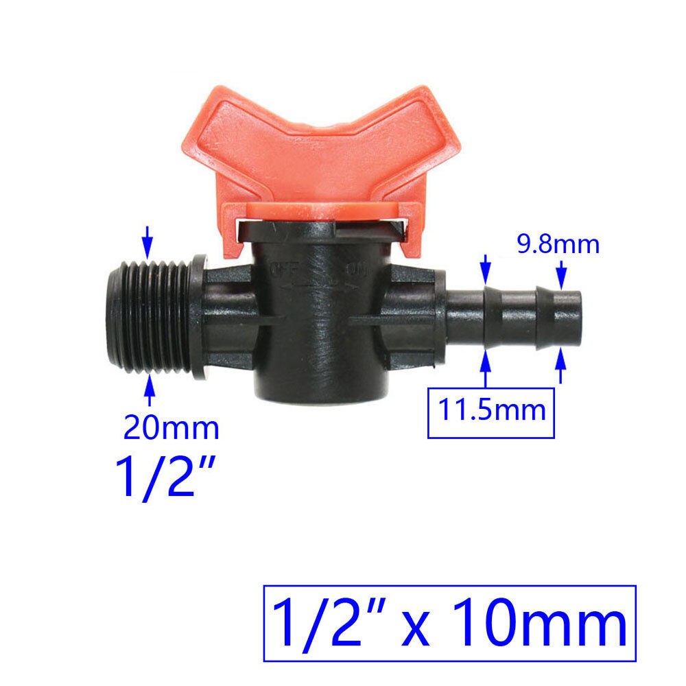 Garden Tap Pe Hose Connector Mini Valve With thread 1/2 3/4" For 1/4" 3/8" 16/20/25mm Water Tube Irrigation Valve Waterstop Cran: light yellow