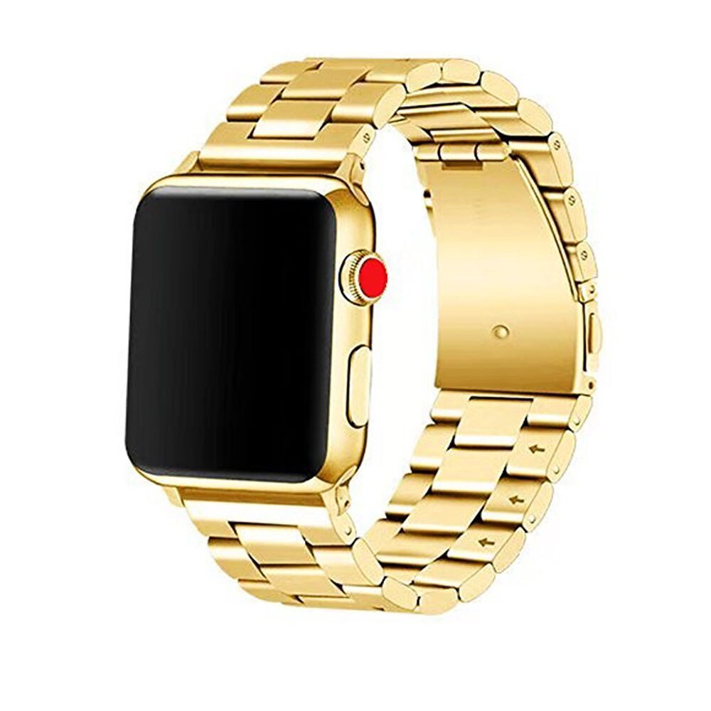Bracelet en acier inoxydable pour Apple Watch, 38/42mm/40/44mm série 1 2 3 4 5 6, pour iwatch 5, bracelet avec bouton rose or: Gold / 42-44