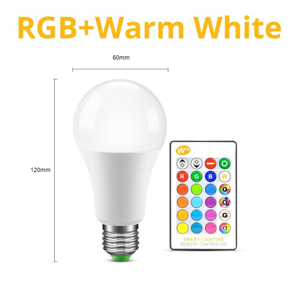 E27 85-265v smart lampe rgb 15w bluetooth 4.0 app kontrol smart pære 5w 10w rgb pære ir fjernbetjening smart home life belysning: Rgbww