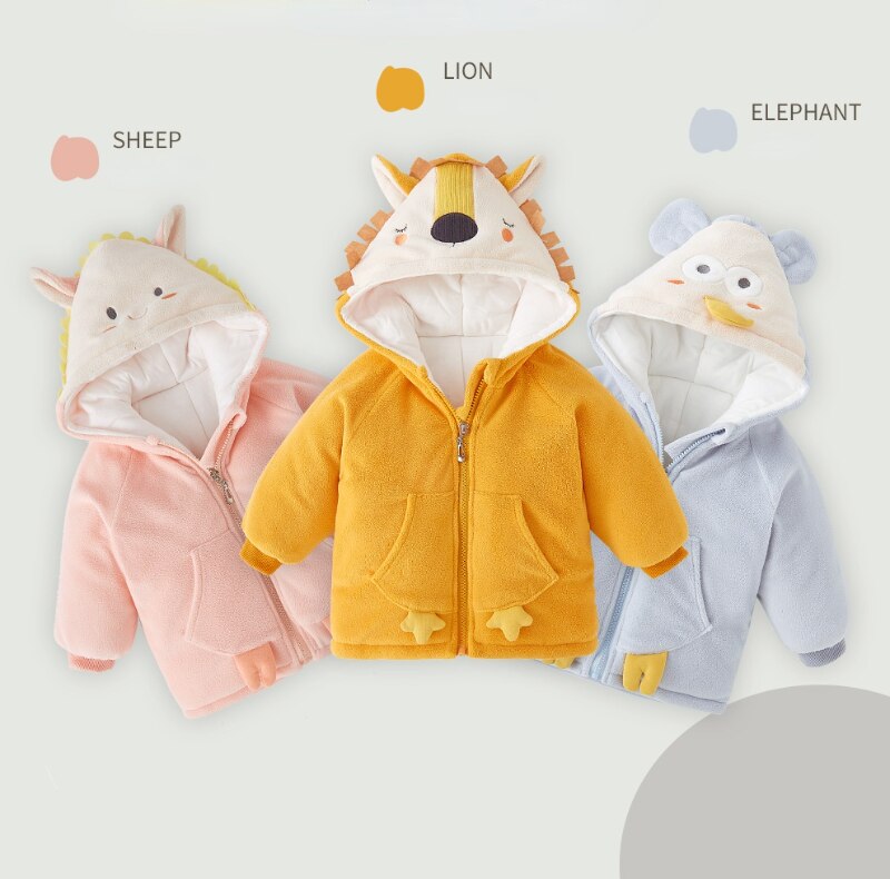 Bebê menina roupas de inverno roupas de bebê meninos crianças casacos de inverno quente superior polar casaco de lã animal decoração design