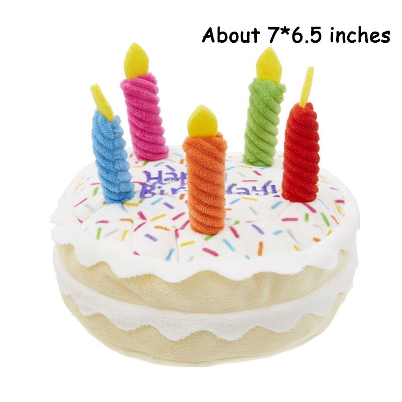 Pet Dog Toy Cute Birthday Cake Squeaky Toys Bite Resistant Bone Shape Stuffed Toy Cat Puppy Chew Toy Interactive Dog Accessories: Birthday Gift