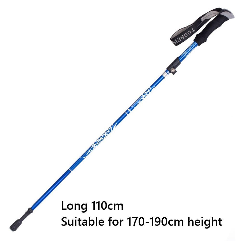 Hiking Poles Aluminum Alloy Ultra Light Walking Sticks Telescopic Folding Hiking Poles Outdoor Equipment: Dark Blue Long