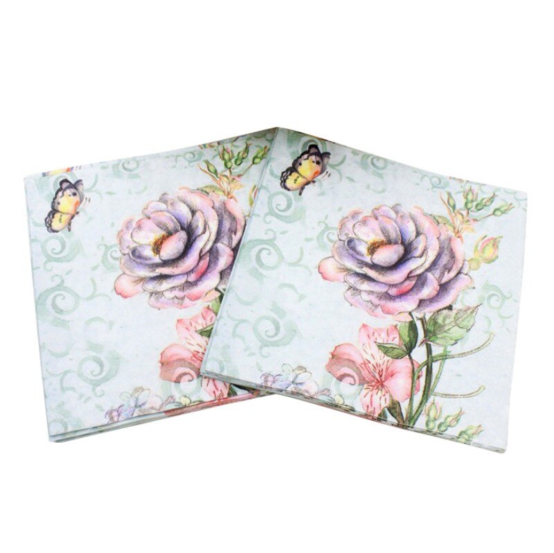 20 sztuk nadruk kwiat papierowe serwetki tkanki na ślub i strona bibuła ozdobna tkanina Decoupage serwetka 33cm * 33cm 1 paczka/partia