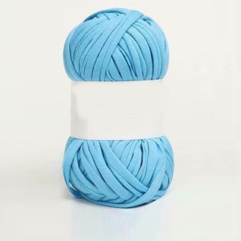 1pc håndstrikket vævet tråd ensfarvet anti-krympe flettet diy tæppe håndtaske hæklet stof blødt fancy stof garn strikning: Blå