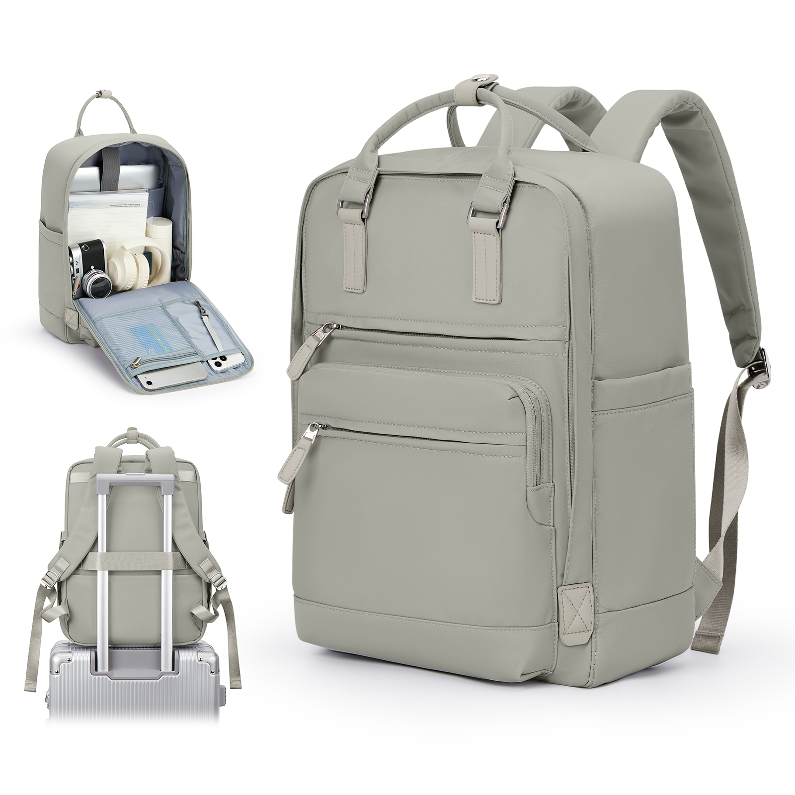 Mädchen Schult asche Laptop Rucksäcke Frauen Pendler Nylon informellen Rucksack, lässige Jugend schule Bücher tasche 2024 Hochschule Rucksack: Grau