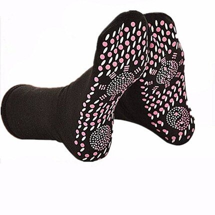Selvopvarmning opvarmede sokker til kvinder mænd hjælper varme kolde fødder komfort sundhed opvarmede sokker magnetisk terapi vinter varm fodpleje: Sort