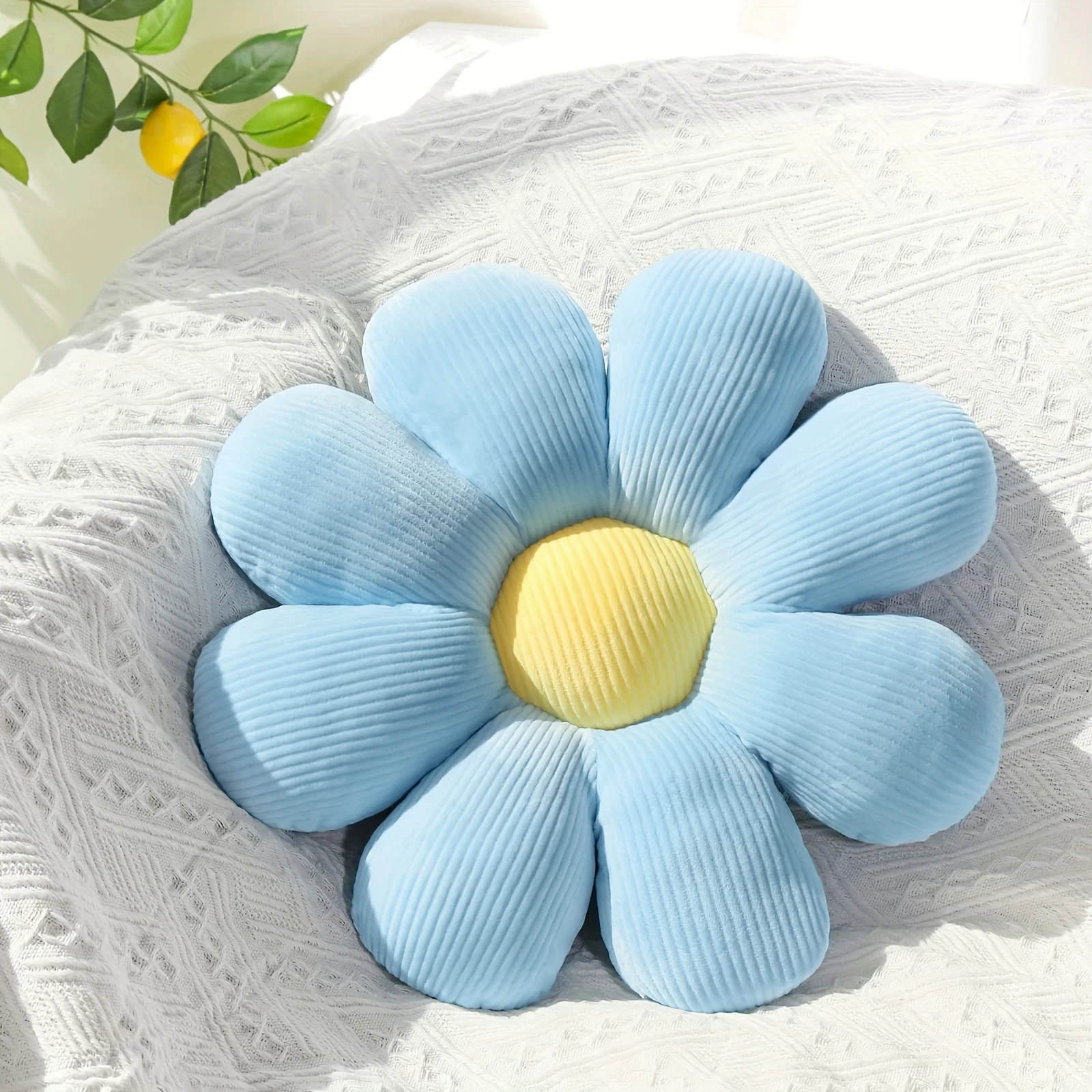 Oreiller tournesol, coussin de siège marguerite, tapis de fleurs, tapis de bureau, tapis en peluche, de Noël, Halloween, de Thanksgiving: Gris clair / 40x40cm