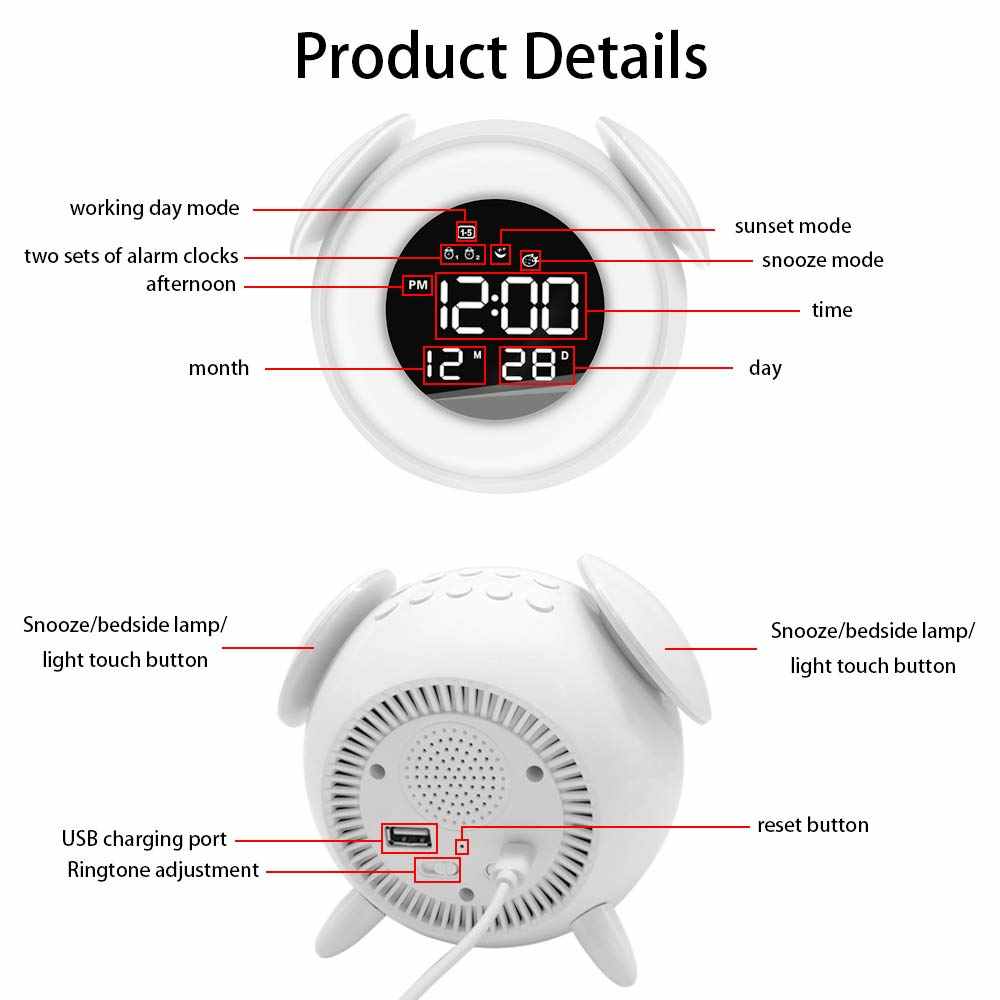 LED Digital uhr wecker nachttisch uhr elektronische Schreibtisch uhr Nacht Licht Sonnenaufgang Sonnenuntergang licht spiegel musik uhr