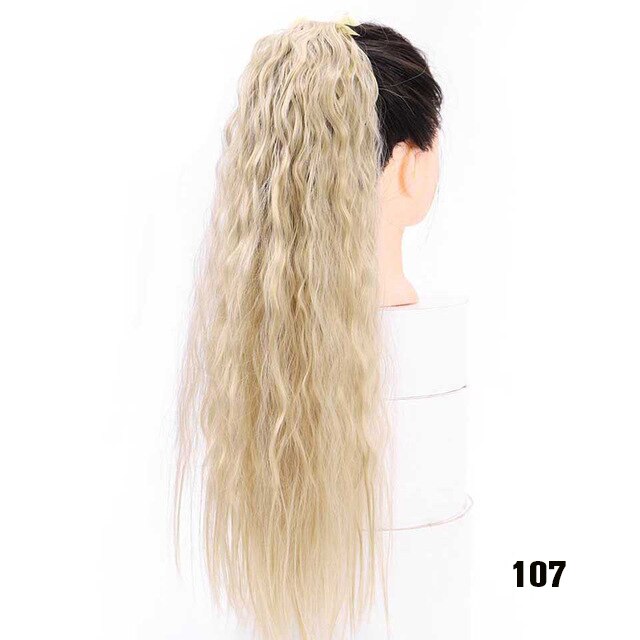 Talang lang corn culry sort hestehale til kvinder varmebestandig syntetisk snøre lang hestehale klips i hair extensions: 107 / 22 inches