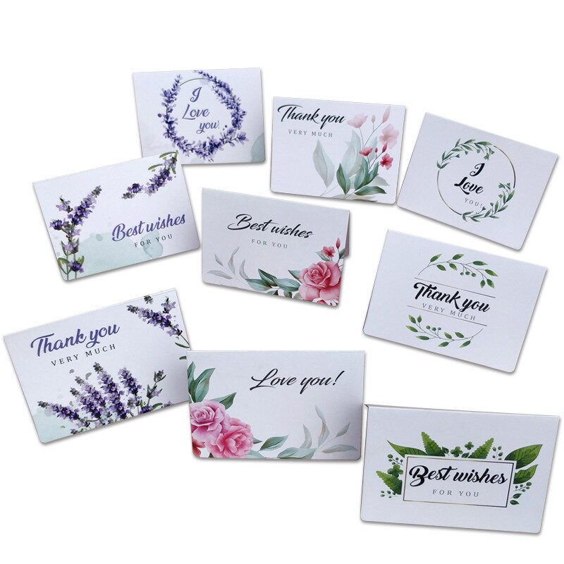 50/100 stk blomster plante foldetype lykønskningskort takkekort bryllup fødselsdagsfest invitationer blomsterbutik tomme kort