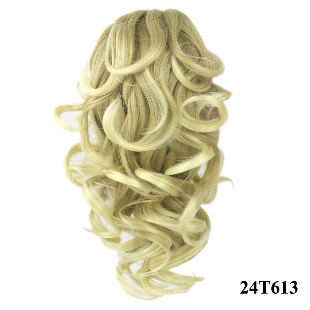 Soowee Korte Krullend Hoge Temperatuur Fiber Synthetisch Haar Blonde Grijs Clip In Haarverlenging Little Pony Staart Claw Paardenstaart: T1B/613