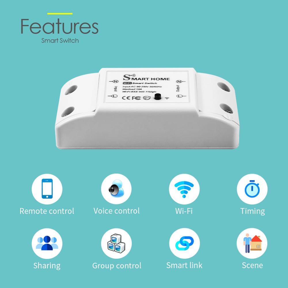 Smart Wifi Relais Switch Werken Met Alexa Google Home Tuya Smart Control Breaker Voor Thuis 90-265V Universele schakelaar Module 10A