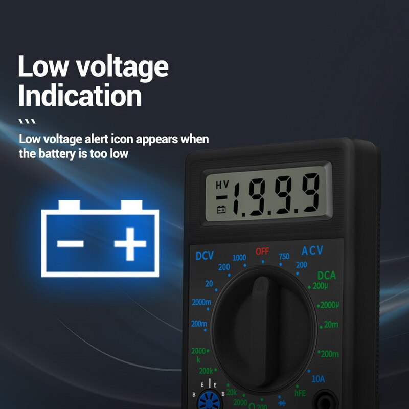 DT830 Digital Multimeter Voltmeter Ammeter Ohmmeter DC10V~1000V 10A 750V Current Tester Test LCD Display