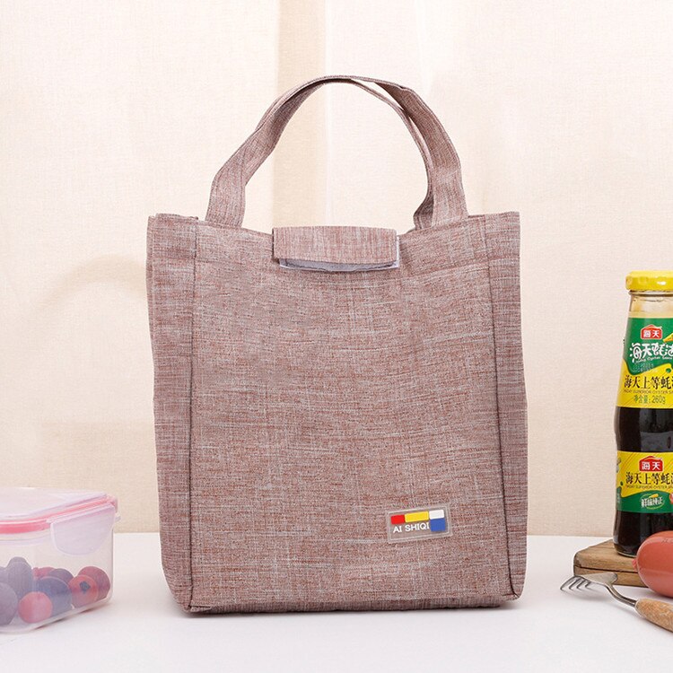 Camping Outdoor Handbag Cooler Lunch Bag Portable Thermal Insulated Lunch Box Lady Carry Picinic Food Tote Bolsa: Brown 2