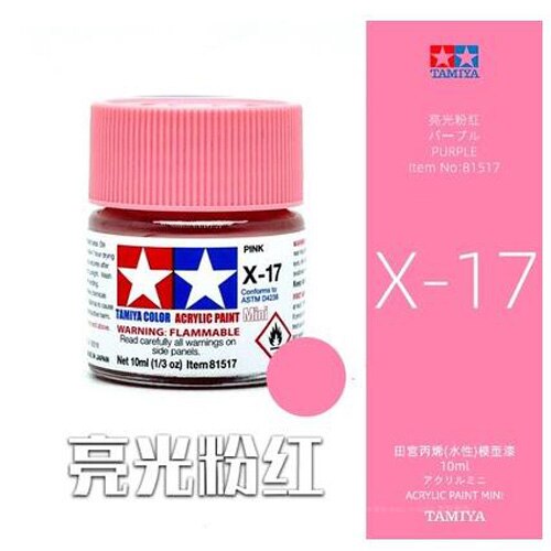 Tamiya 10ml Color Acrylic Paint(Mini's) 81501-81517 Bottles X-1 To X-17 Colors/Gloss: X17-81517