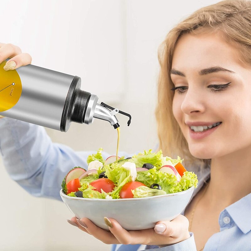 Glass Olive Oil Dispenser Bottle Capacity Oil Vinegar Cruet Clear Glass Dispenser Bottle Oil Container 22 Oz/650Ml