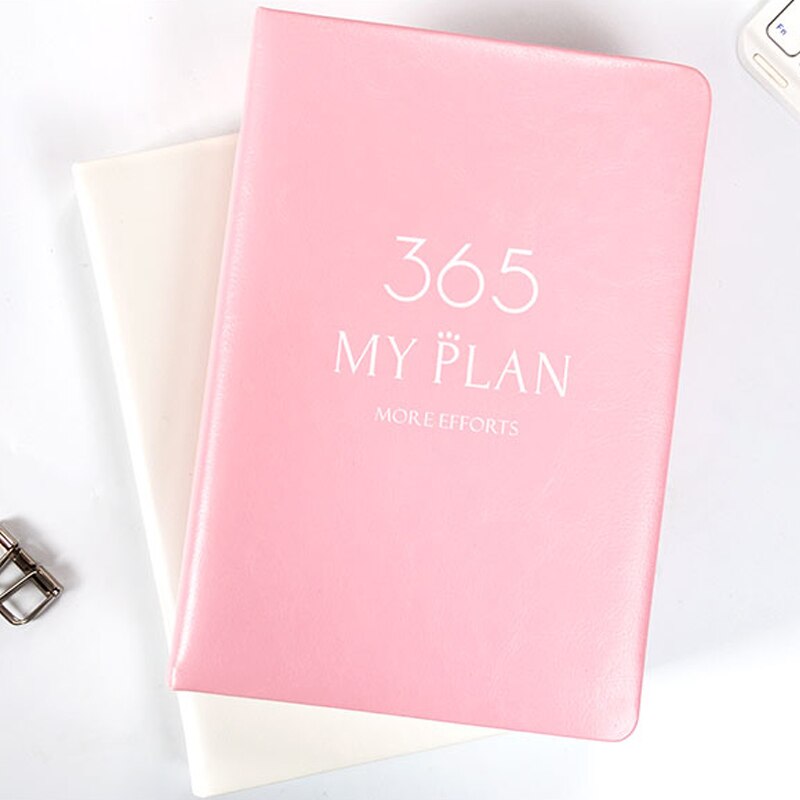 Planner Notebook 365 Days Plan Note Book Monthly Weekly Schedule Writing Book VDX99: Pink
