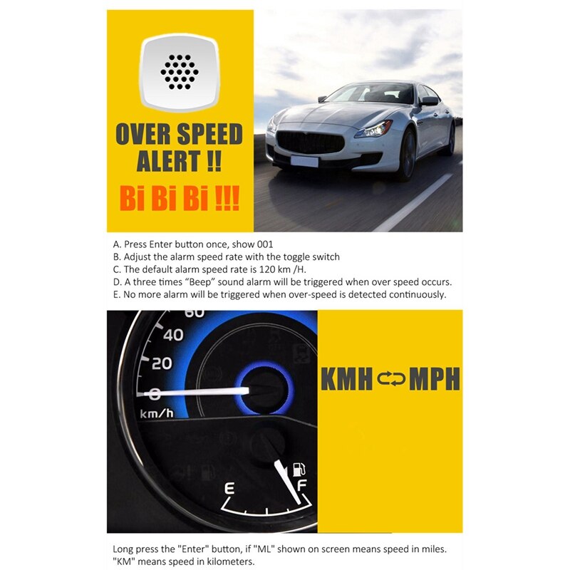 C90 c snelheidsmeter hud-display auto hud met oversnelheidsalarm, rijtijd digitale autoklok, kilometerteller