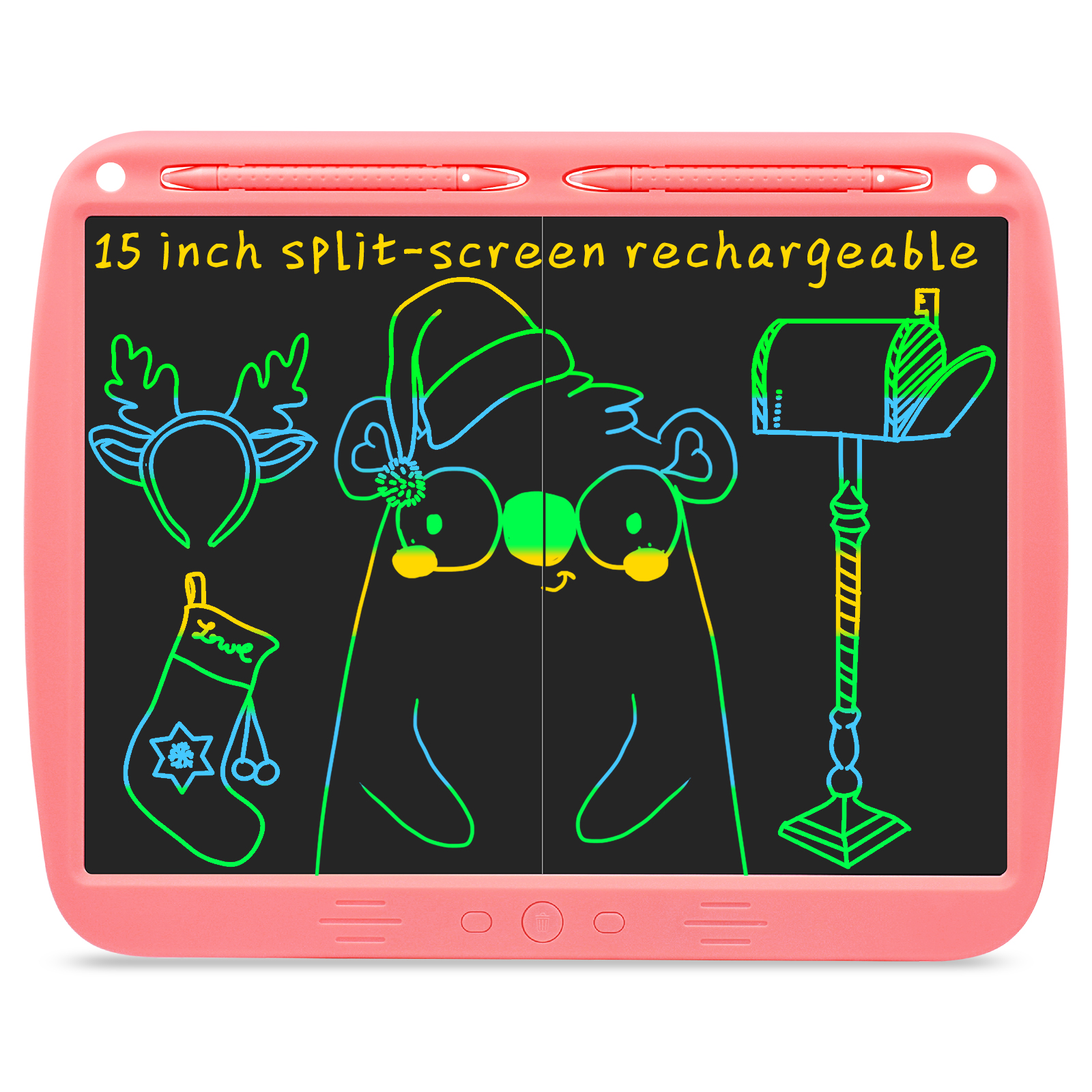 15 Inch Digital Drawing Tablet USB Rechargeable LCD Writing Tablet Reusable Electronic Graphics Board Children&#39;s Handwriting Pad: Colors Pink