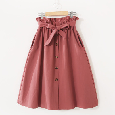 FATIKA, faldas Midi de cintura alta, bolsillos sólidos, línea de forma de A, pantalones casuales de mujer, faldas femeninas de con fajas, novedad de , para mujer: Red