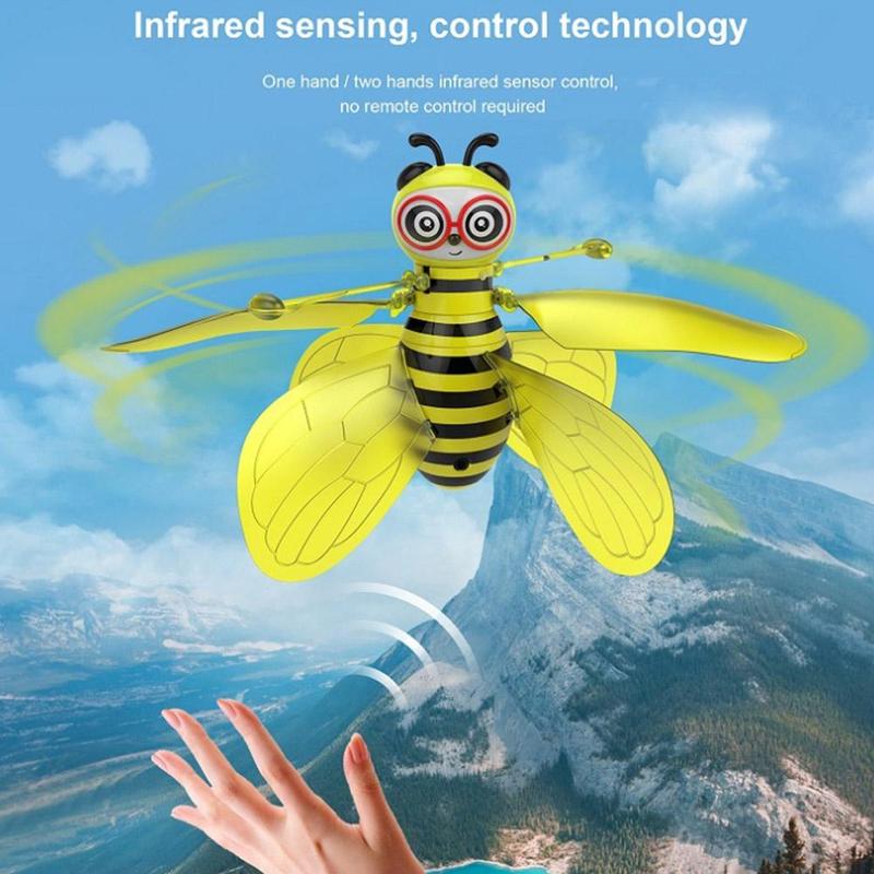 cute Bee Mini Helicopter Electronic Infrared Induction Aircraft Gesture Suspension Sensor Small Bee Aircraft Kids Toys