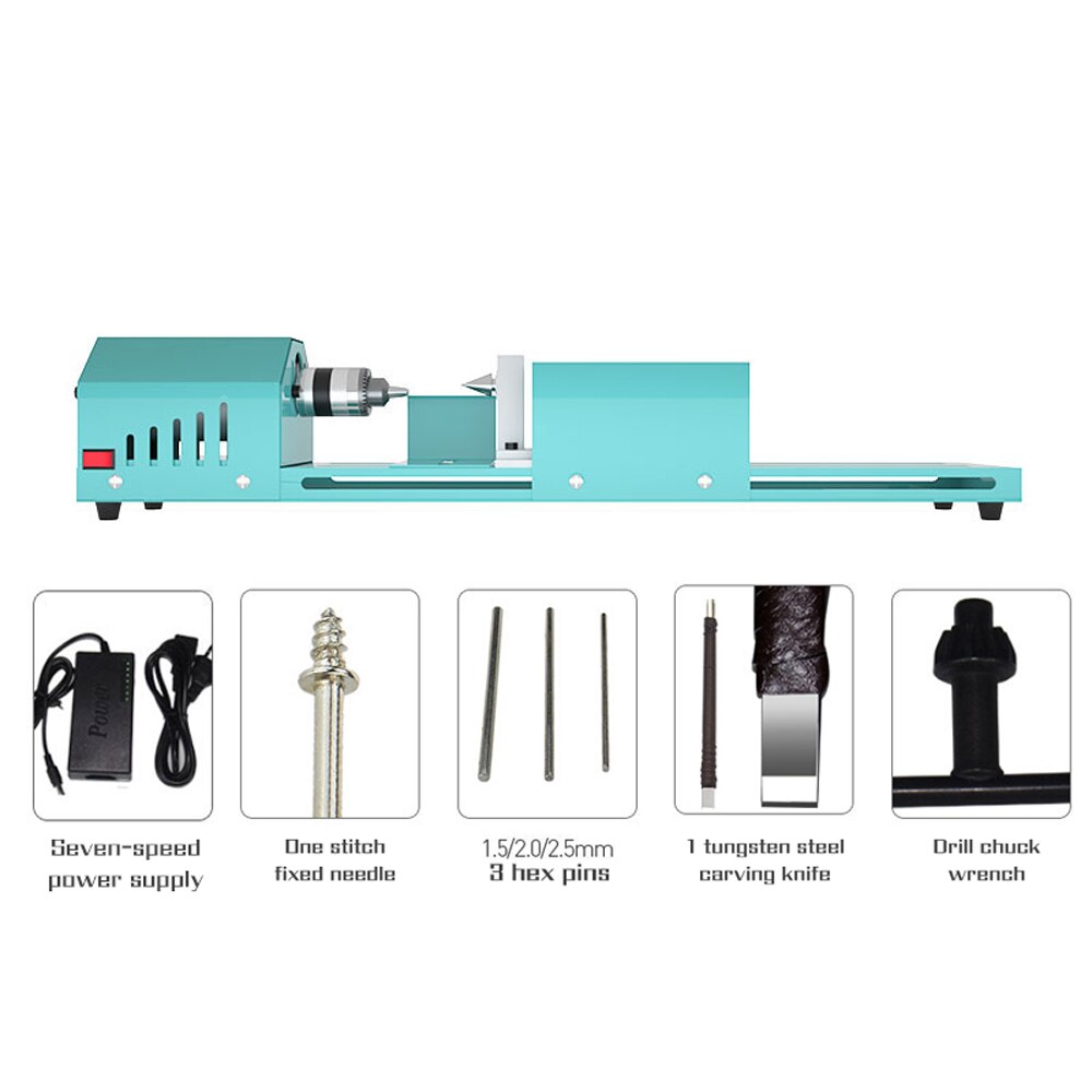 Small Size Home Household Wood Working Turning Lathe Multifunction Infinitely Variable Speed Cutting Grinding Drilling DIY Tools: Type AU