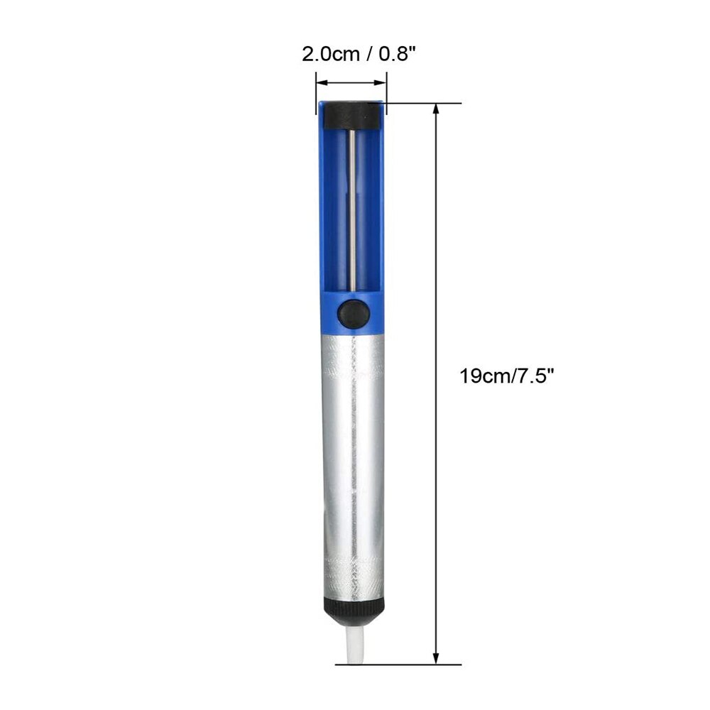 Desoldering Pump 7.5 inches 19cm Manual Vacuum Solder Sucker Removal Hand Tool Aluminum Plastic Silver Blue